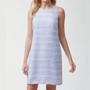 Tommy Bahama bella hermosa linen & cotton blend shift dress blue stripe SZ M